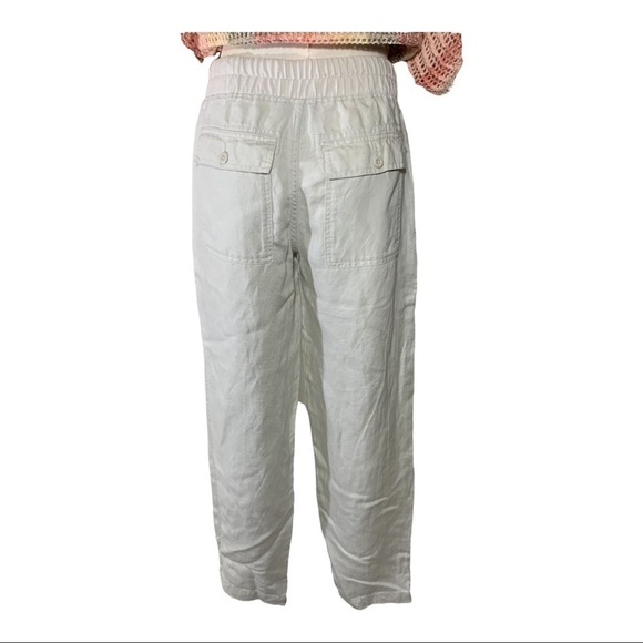 Roots Ankle Pants Tan Linen Lyocell Relax Fit Pull on Sz XS Minimalist - Picture 4 of 12